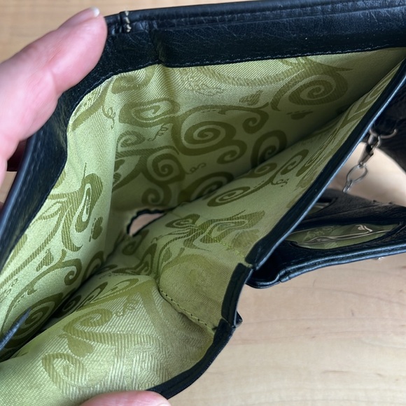 BRIGHTON Wallet Purse Crossbody Black Leather and Silver - Picture 7 of 14